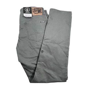 Volcom Jeans Grey Cotton Denim Slim Straight Pants Mens 31x30 Pants